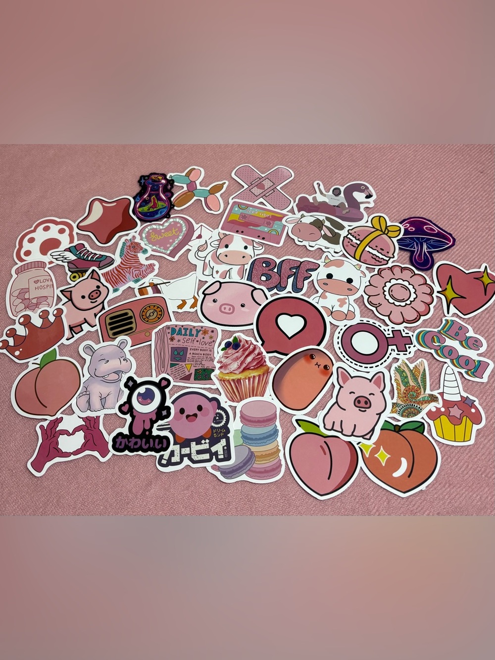 30+ Pink Vinyl Stickers for Water Bottles Computers Skateboards Phone Notebooks